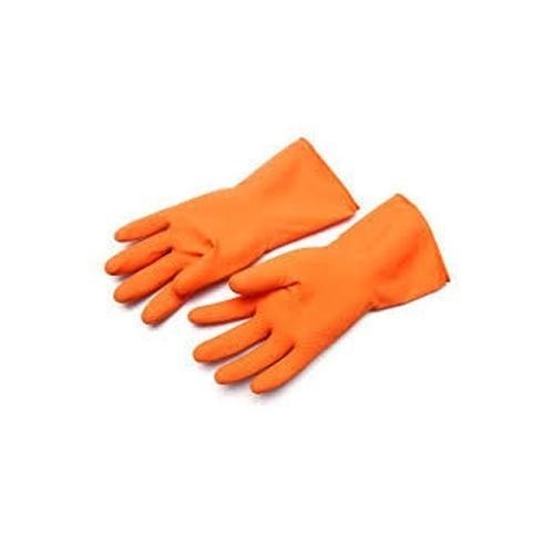 Orange Rubber Safety Hand Gloves