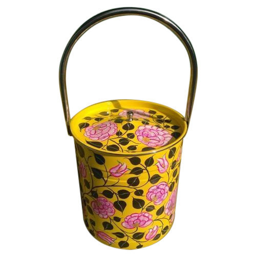 Painted Enamelware Storage Bucket - Color: Multi Color