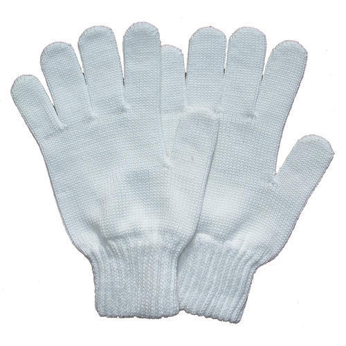 Skin Friendly White Cotton Knitted Gloves