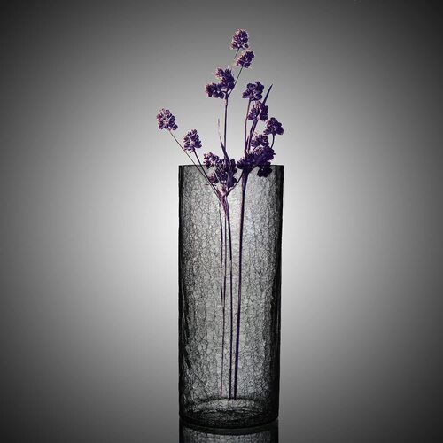 Decent Glass Clear Crackle Round Glass Tall Vase 25cm Tall X 10cm Wide Cylinder Glass Vase For Weddings, Events, Decorating, Arrangements, Flowers, Office, Or Home Decor. (10 Inch)