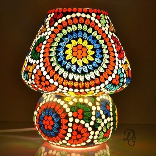 Multicolour Decent Glass Glass Turkish Lamp, Multicolour, Pack Of 1