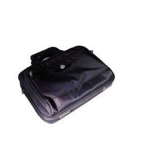 Black Flexible Handle Zipper Top Office Laptop Leather Bag