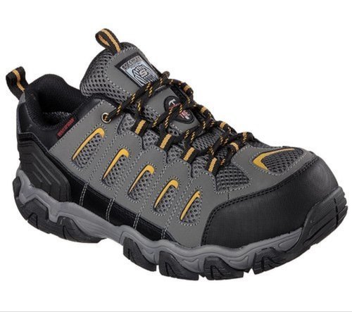 Anti Skid Lace Closure Skechers Safety Shoes - Leather Upper, Sizes 6-11, Color: Black | Sporty Look, Durable, Waterproof Seam Sealed, Breathable Design, Heat Resistant Up to 150Â°C