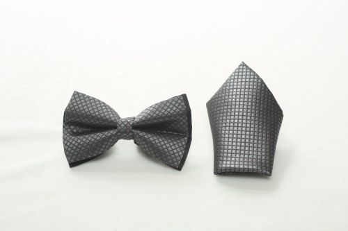 Cotton Gray Color Bow Mens Ties