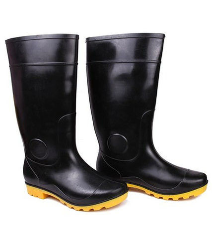 Black And Yellow Pvc Gum Boot Size: 6-11