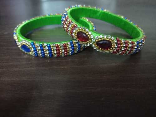 Designer Thread Bangles With Kundan Stone