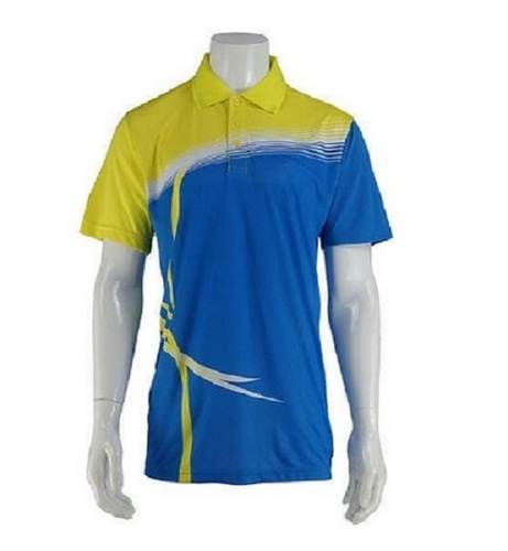 Blue And Yellow Mens Polyester Sports Collar T-Shirt at Best Price in ...
