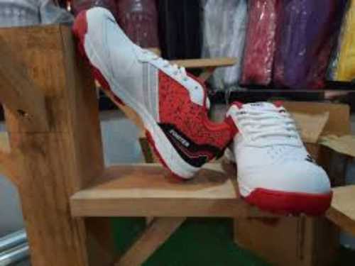 Red And White Color Cricket Shoes With Lace Closure Size: Various Sizes Are Available