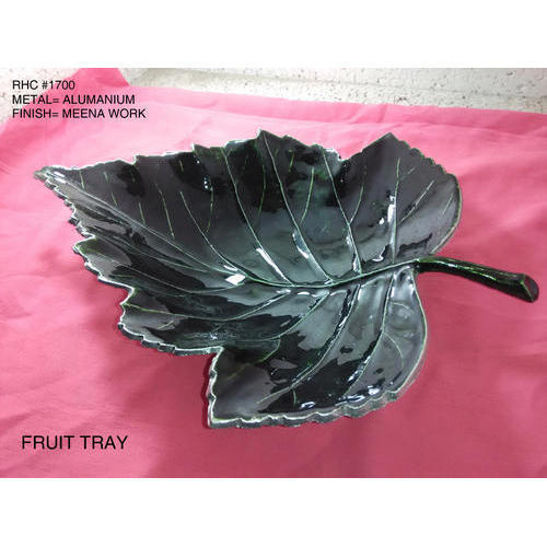 Aluminum Meena Work Leaf Shape Fruit Tray