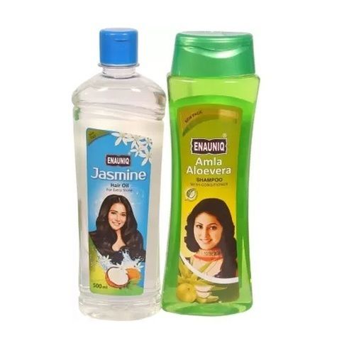 Enauniq Jasmine Hair Oil With Green Amla Aloevera Shampoo Pack (500ml + 500ml)
