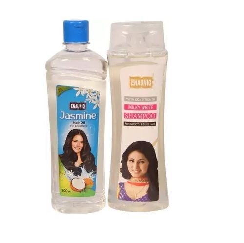 ENAUNIQ Jasmine Hair Oil with Milky White Shampoo Combo Pack (500ml + 500ml)