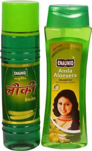 ENAUNIQ Lauki Kesh Oil and Green Amla Aloevera Shampoo Combo Pack (500ml + 500ml)