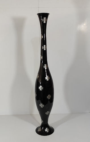 Iron Silver Flower Printed Enamel Floor Vase