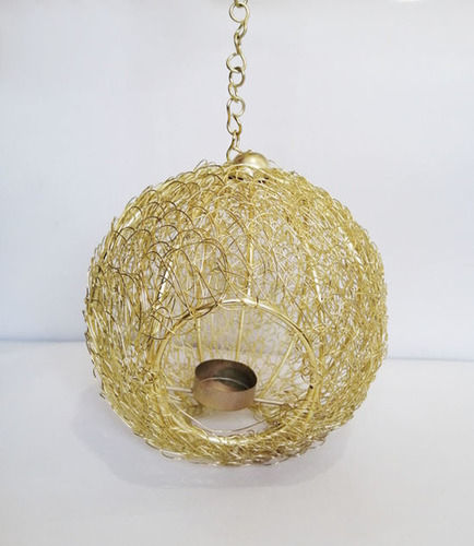 Iron Wire Mesh Gold Color Hanging T-Lights Votive Holder