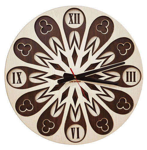 Beige Brown Lime Shades Petal Wooden Wall Clock