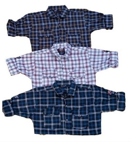 Mens Cotton Full Sleeves Formal Wear Check Shirt