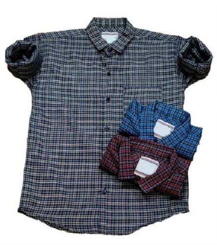 Blue Mens Full Sleeve Cotton Check Shirt