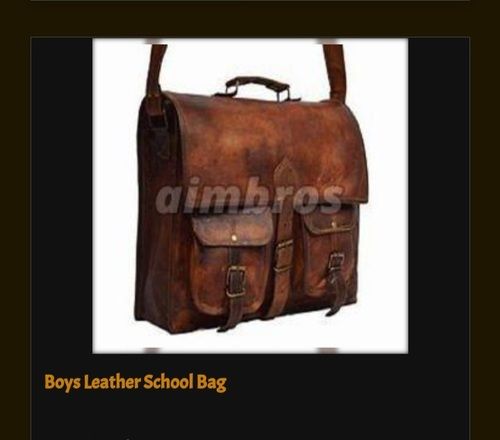 Various Boys Leather School Bag With Adjustable Strap