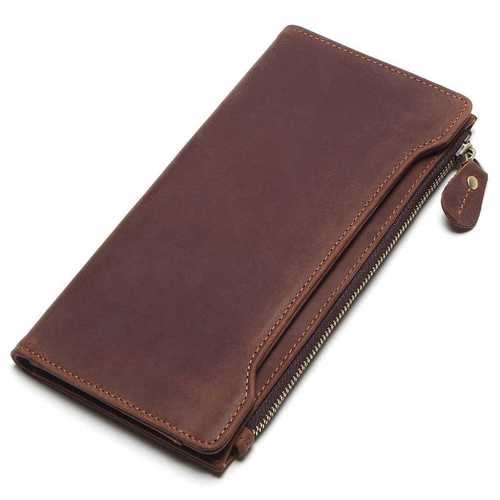 Leather Multiple Compartment Brown Wallet Size: Any