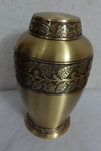 Light Weight Brass Embossed Cremation Urn for Ashes