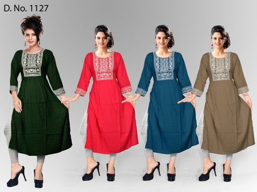 Washable Nyra Cut Chest Printed Cotton Long Length Kurti