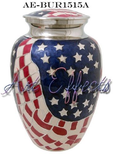 Solid Brass Embossed American Flag Urn