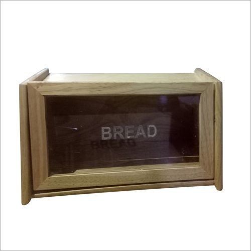 Light Brown Rectangle Handcrafted Wooden Bread Box Size: 15.7 X 12 X 8 Inches