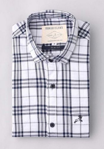 Mens Full Sleeve Collar Neck Checked Cotton Shirt