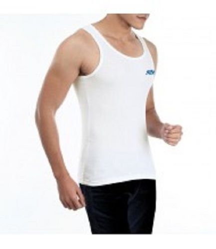 Breathable Mens Sleeveless Vest Cotton Fabric For Optimum Stretch, White Color, Good Quality Fabric