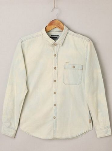 Mens White Cotton Full Sleeve Plain Shirts