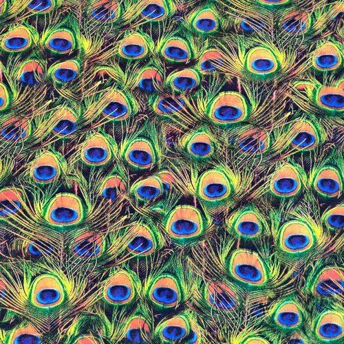 Peacock Design Poly Silk Digital Printed Fabric For Apparel/Clothing, Width : 42 Inches