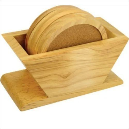 Pinewood Polishing Light Brown Wooden Tea Coaster