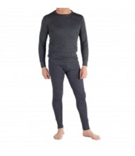 पुरुषों के लिए प्लेन राउंड नैक थर्मल्स इनर वियर, वूल और कॉटन मिक्स, ग्रे रंग