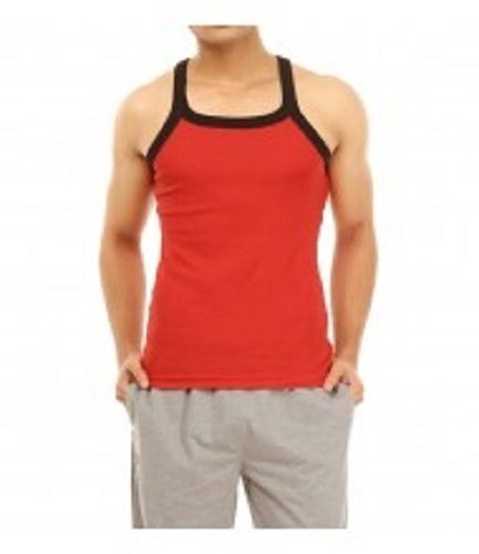 Square Neck Cotton Vest For Mens, Superior Flexibility And Movement, Red Color
