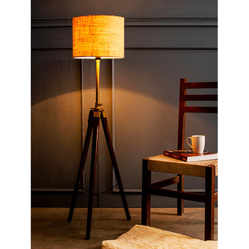 Big Tripod Floor Lamp with Brown Jute Shade