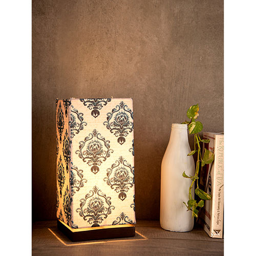 Block Print Lamp With Wooden Base