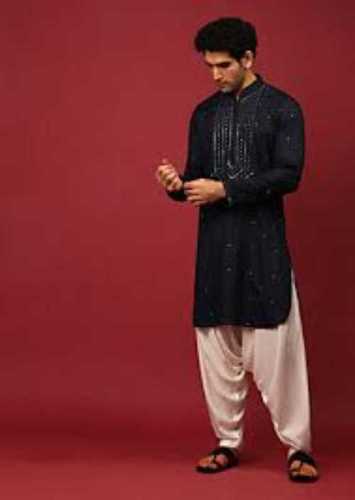 Black Machine Wash Mens Traditional Wear