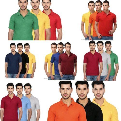 Cotton Mens Plain Polo Neck T Shirt