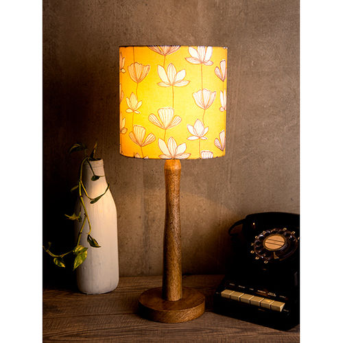 Mustard Flora Wooden Lamp