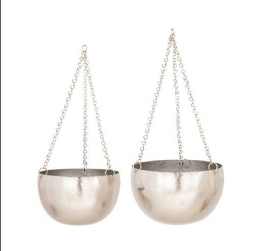 Glossy Silver Color Stainless Steel Hanging Planter