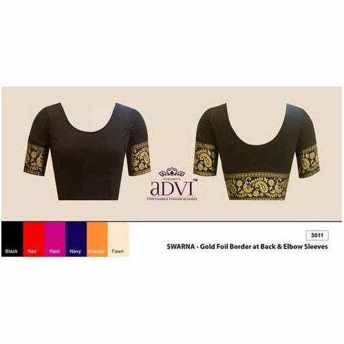 Various Womens Short Sleeves Designer Blouse With Gold Foil Border At Back