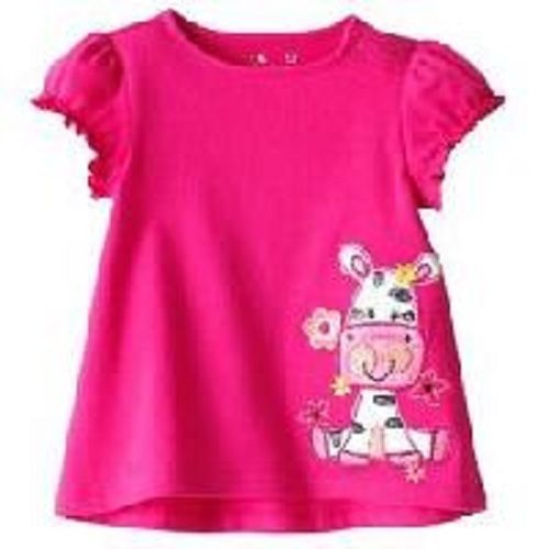 Baby Girls' Printed Cotton Tops With Short Sleeve Pink Color, Regular Wear, Size : L, M, Xl Size: Large