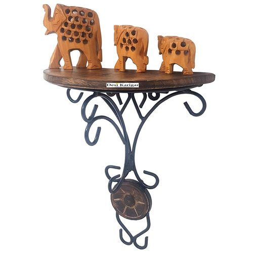 Light Weight Desi Karigarar (Heavy Iron) Beautiful Wood And Wrought Iron Fancy Wall Bracket For Set Top Box Etc