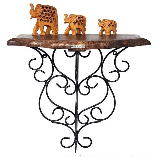 Desi KarigarAR Wooden and Wrought iron Big Wall Bracket/Rack