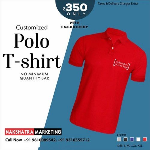 Customized Embroidered Red Cotton Polo T-Shirts Age Group: Adult