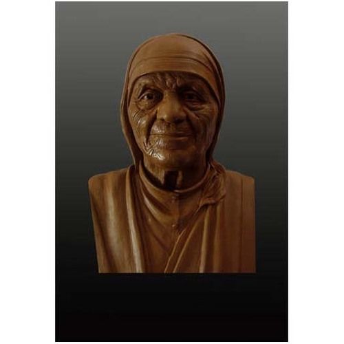 Handmde Glossy Brown Nun Portrait FRP Statue