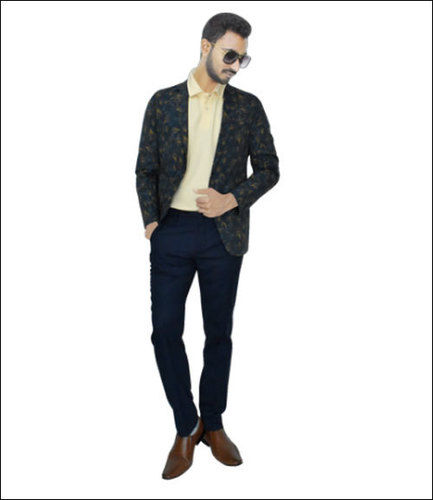 Gray Mens Party Wear Printed Blazer