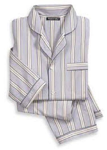 Summer Mens Striped Nightwear, Light Purple And White Color, Easy Washable