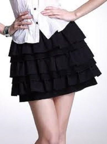 Summer Plain Short Skirt For Ladies, Black Color