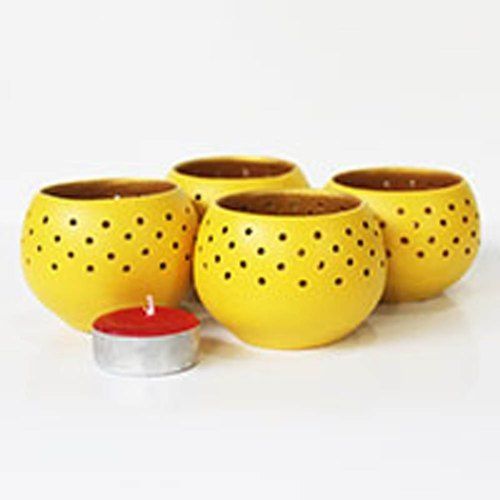 Yellow Dome Tealight Holders Set Of 4